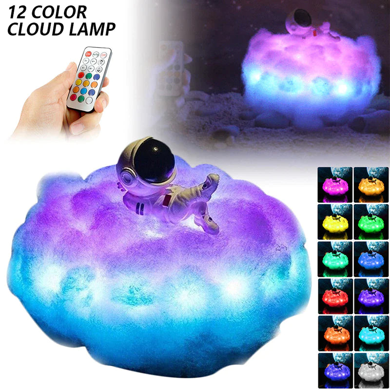 LED Colorful Clouds Astronaut Lamp with Rainbow Effect as Children'S Night Light Kids Bedroom Night Lamp Decor Home Moon Lamp