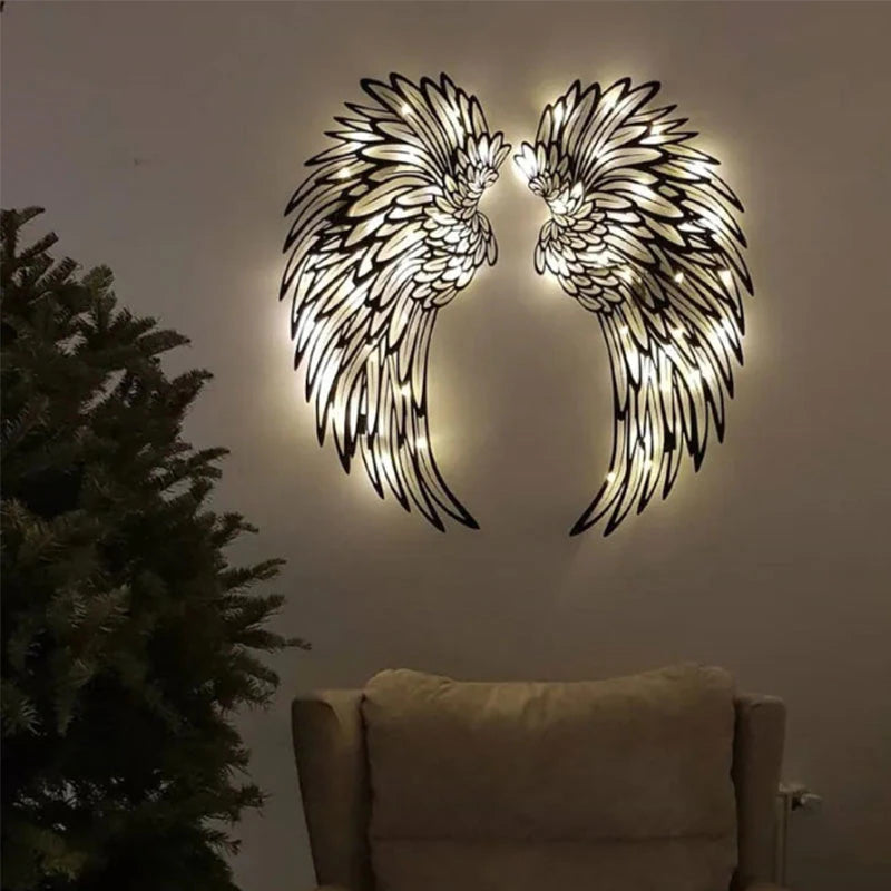 1 Pair Angel Wings Metal Wall Art Decoration Orment Light Photography Atmosphere Ornament Lights Gifts