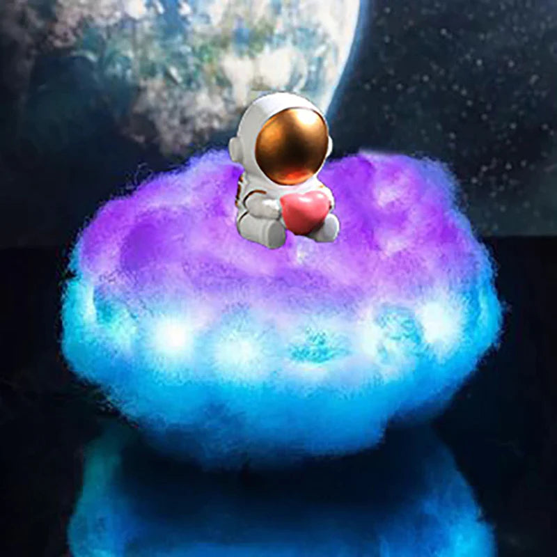 LED Colorful Clouds Astronaut Lamp with Rainbow Effect as Children'S Night Light Kids Bedroom Night Lamp Decor Home Moon Lamp