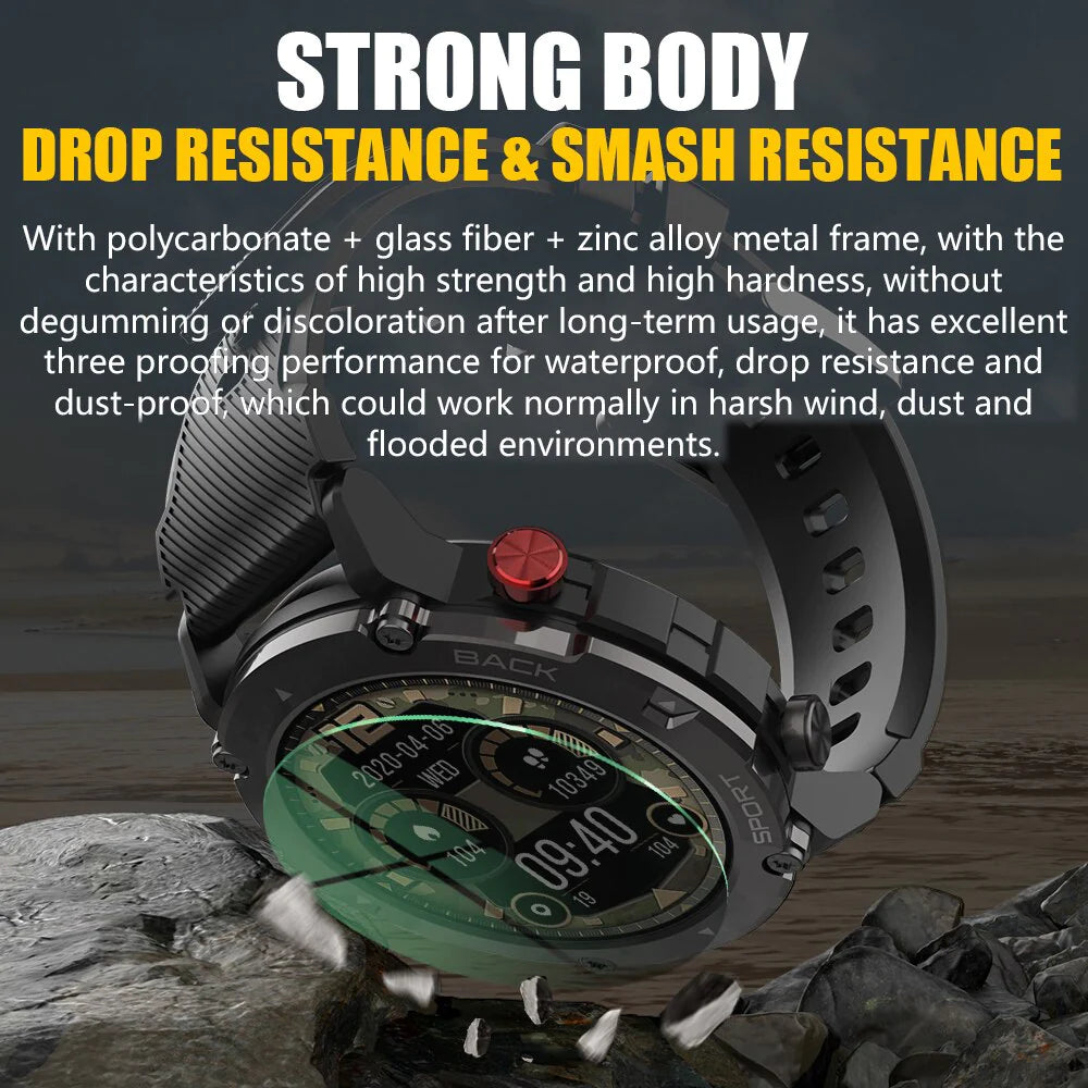 Newest Rugged Smart Watch Outdoor Large Men'S Watch Sport Watches IP68 Waterproof Tough Smartwatch for Men for HARD-WORKERS